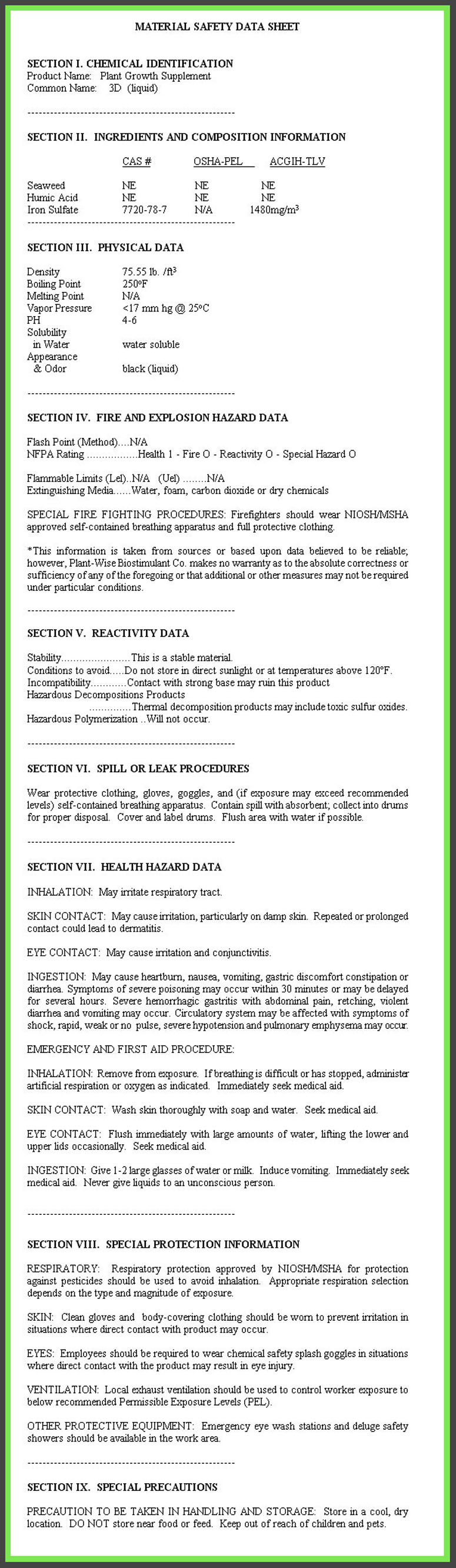 3-D MSDS